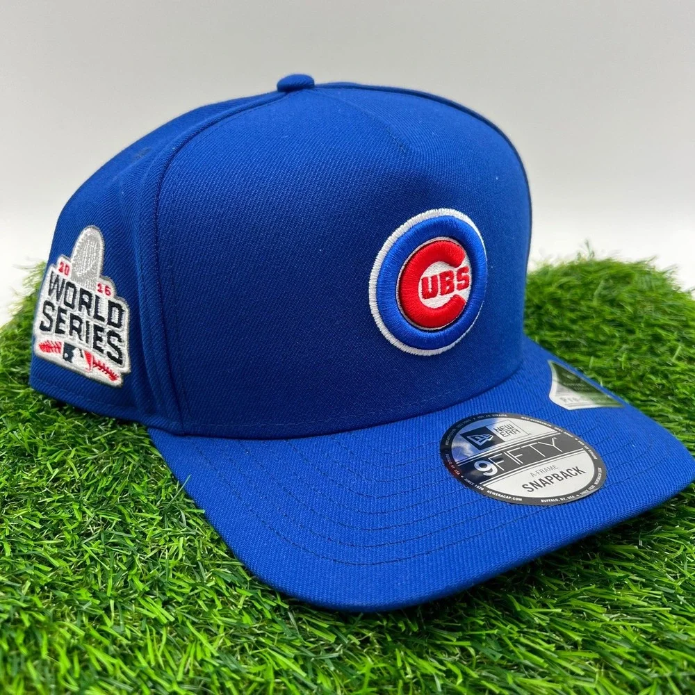 New Era Chicago Cubs Blue 2016 World Series Patch 9Fifty A Frame Snapback Hat‎
